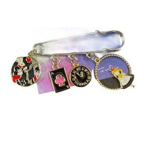 Alice Wonderland Lapel Pin Rabbit Black Safety Pin Enamel Badge Brooch Gift Pin